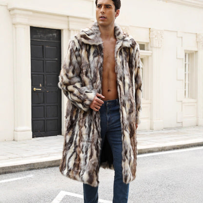 Herren Kunstpelzmantel Elegant Voluminöser Kragen Luxus - BerlinGlamour