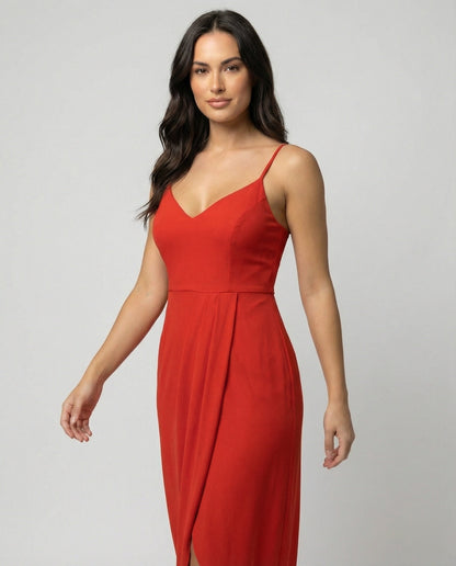 Damen Maxikleid Satin Wickelkleid Elegant