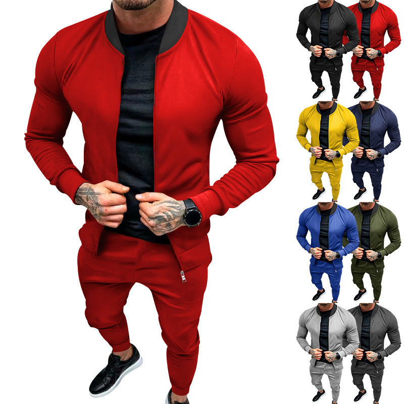 Herren Sportanzug Modern Stehkragen Reißverschlusstaschen - BerlinGlamour