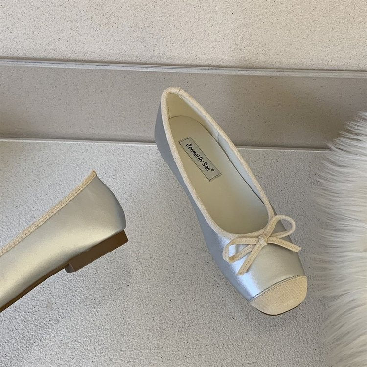 Damen Ballerinas Weich Bequem Mit Schleife Elegant