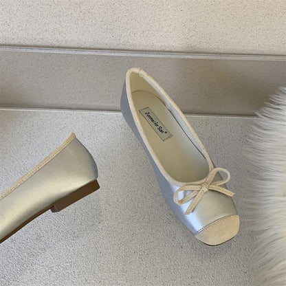 Damen Ballerinas Weich Bequem Mit Schleife Elegant
