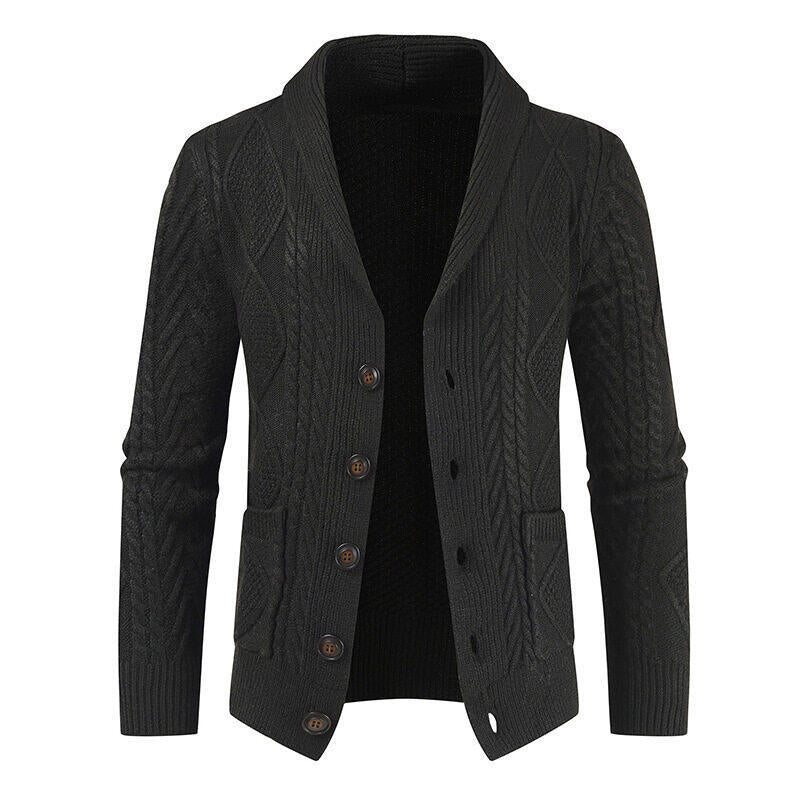 Herren Strickjacke Klassisch mit Knöpfen und Kabelmuster