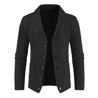 Herren Strickjacke Klassisch mit Knöpfen und Kabelmuster
