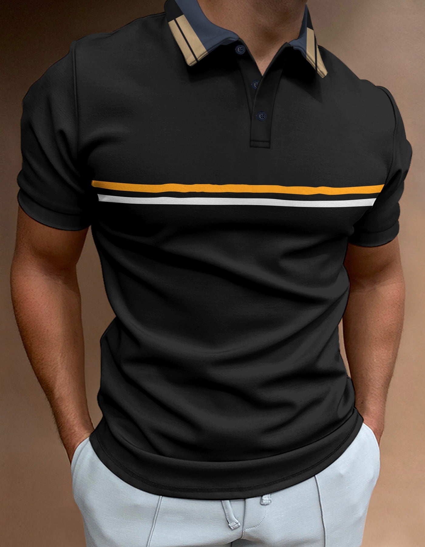 Herren Poloshirt Farbkontrast Modern Urban Style