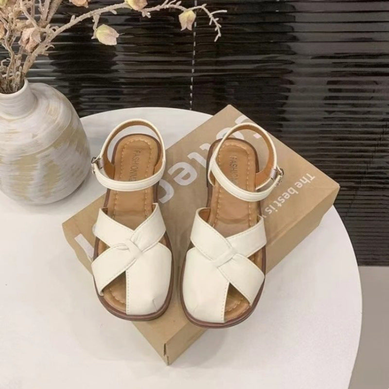 Damen Sandalen Riemchensandalen mit Kreuz-Design Elegant