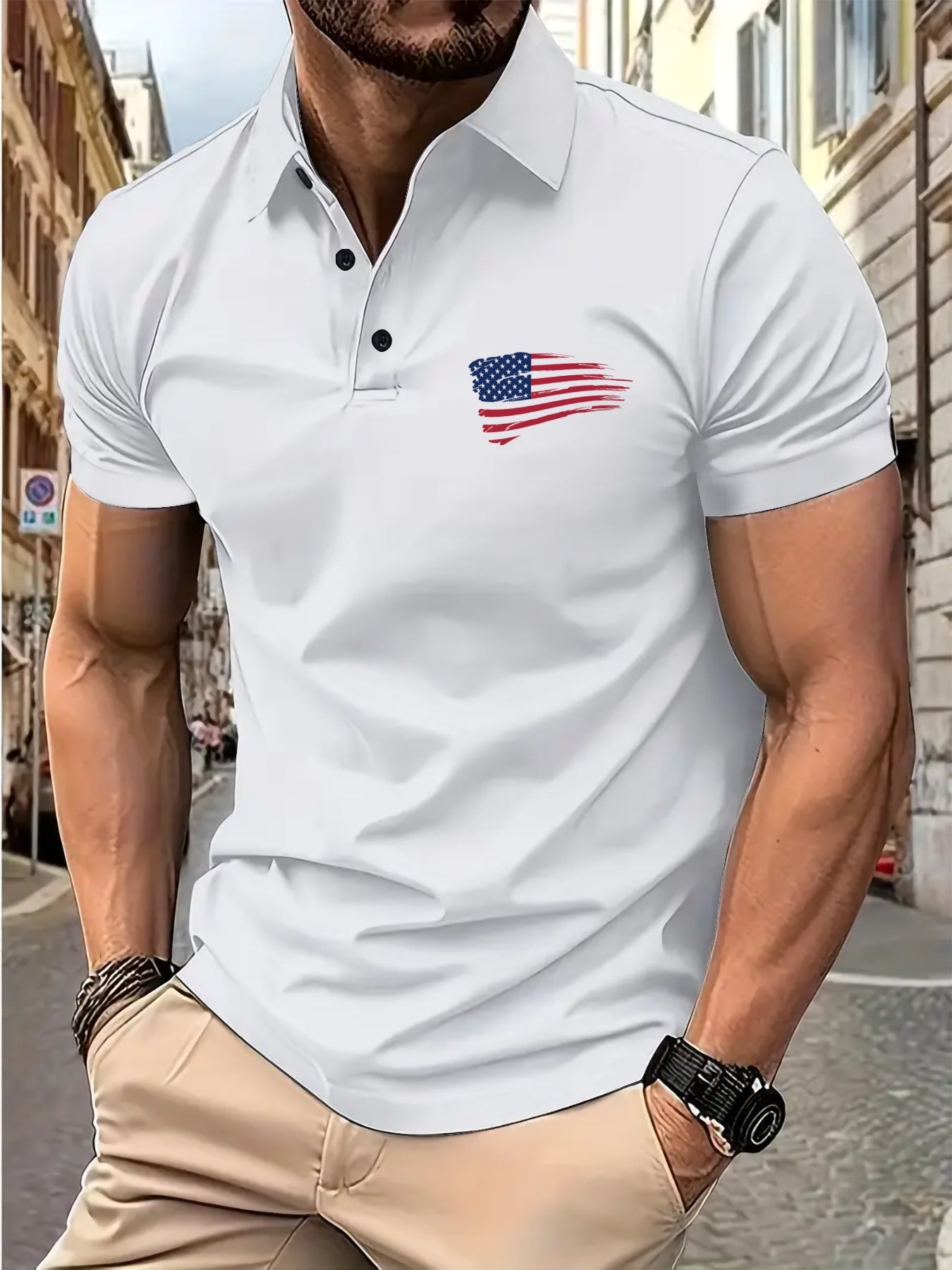 Herren Polohemd Flaggenmotiv Modern Berlin Style