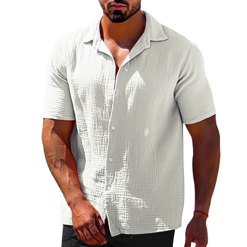 Herren Kurzarmhemd Modern Lässig Knopfdesign