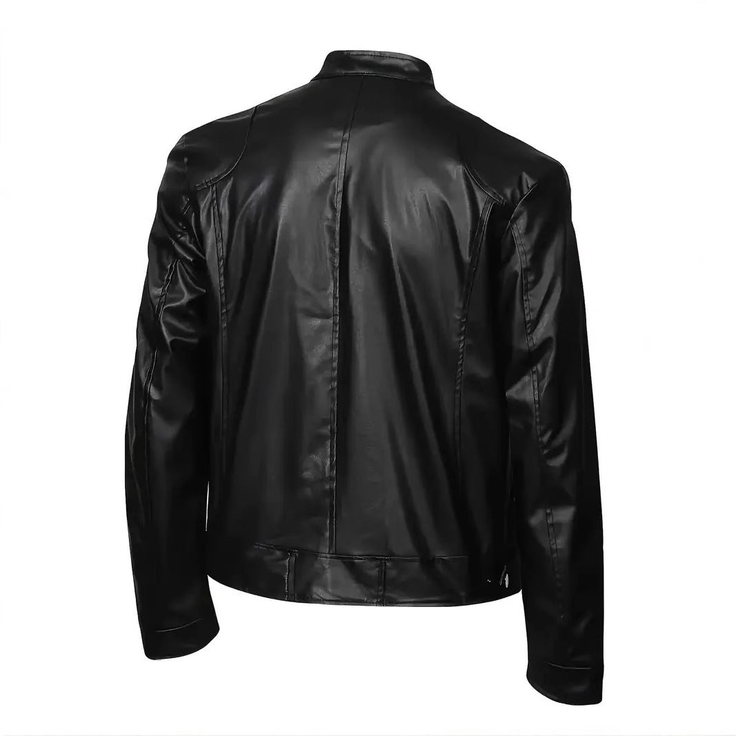 Herren Lederjacke Modern Elegant Schwarz