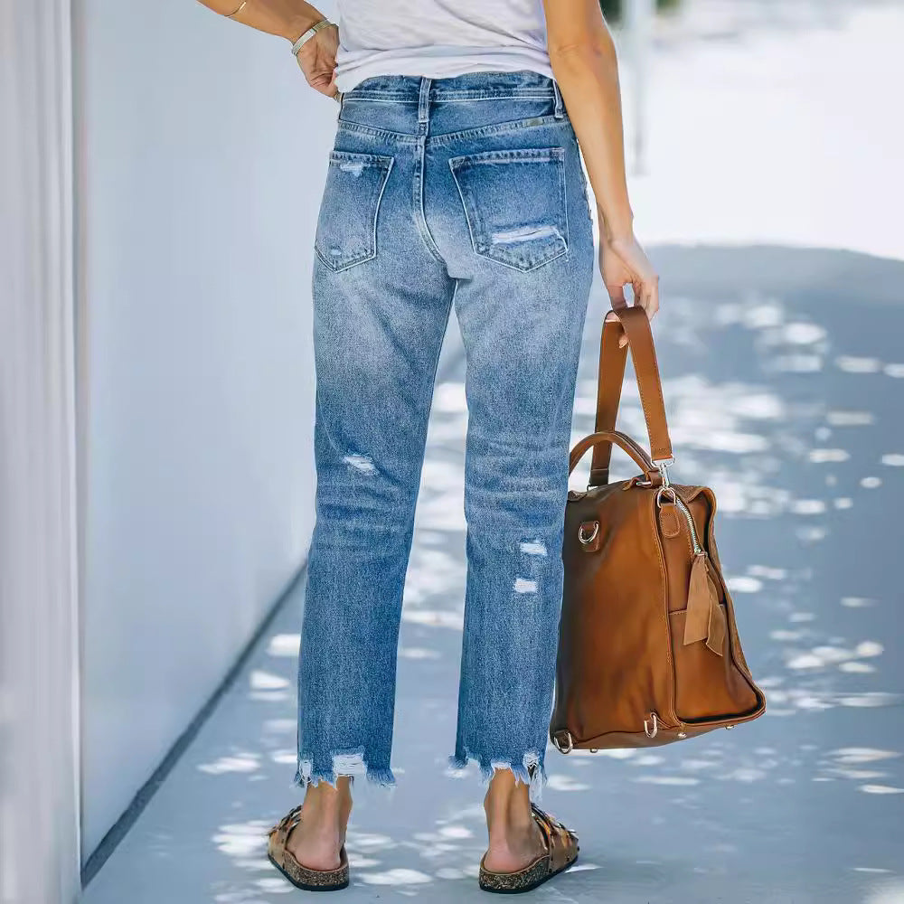 Schlanke Damen High-Waist Jeans Berlin Style