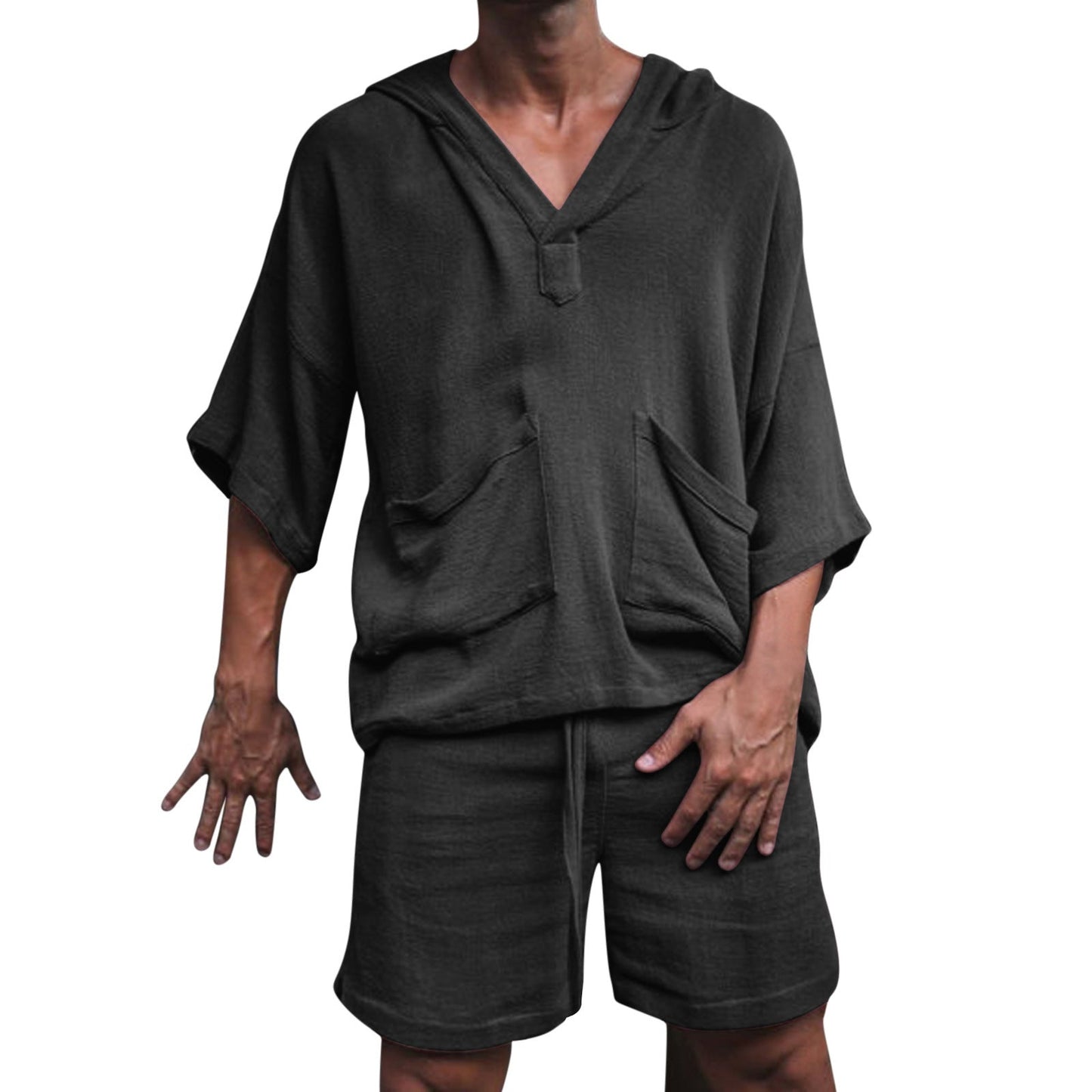 Herren Pullover Kapuzenpullover Locker mit Seitentaschen Lässig