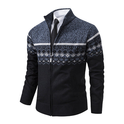Herren Strickjacke Modern Hochkragen Grau