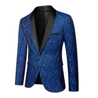 Herren Blazer Smoking Elegant Blumenmuster schwarz