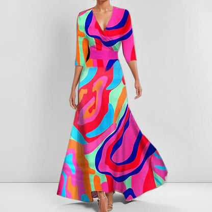 Elegantes Taillenkleid V-Ausschnitt Mit Schößchen