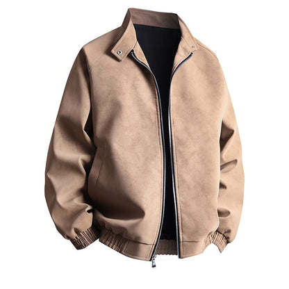 Herren Lederjacke Modern Elastisch Schwarz
