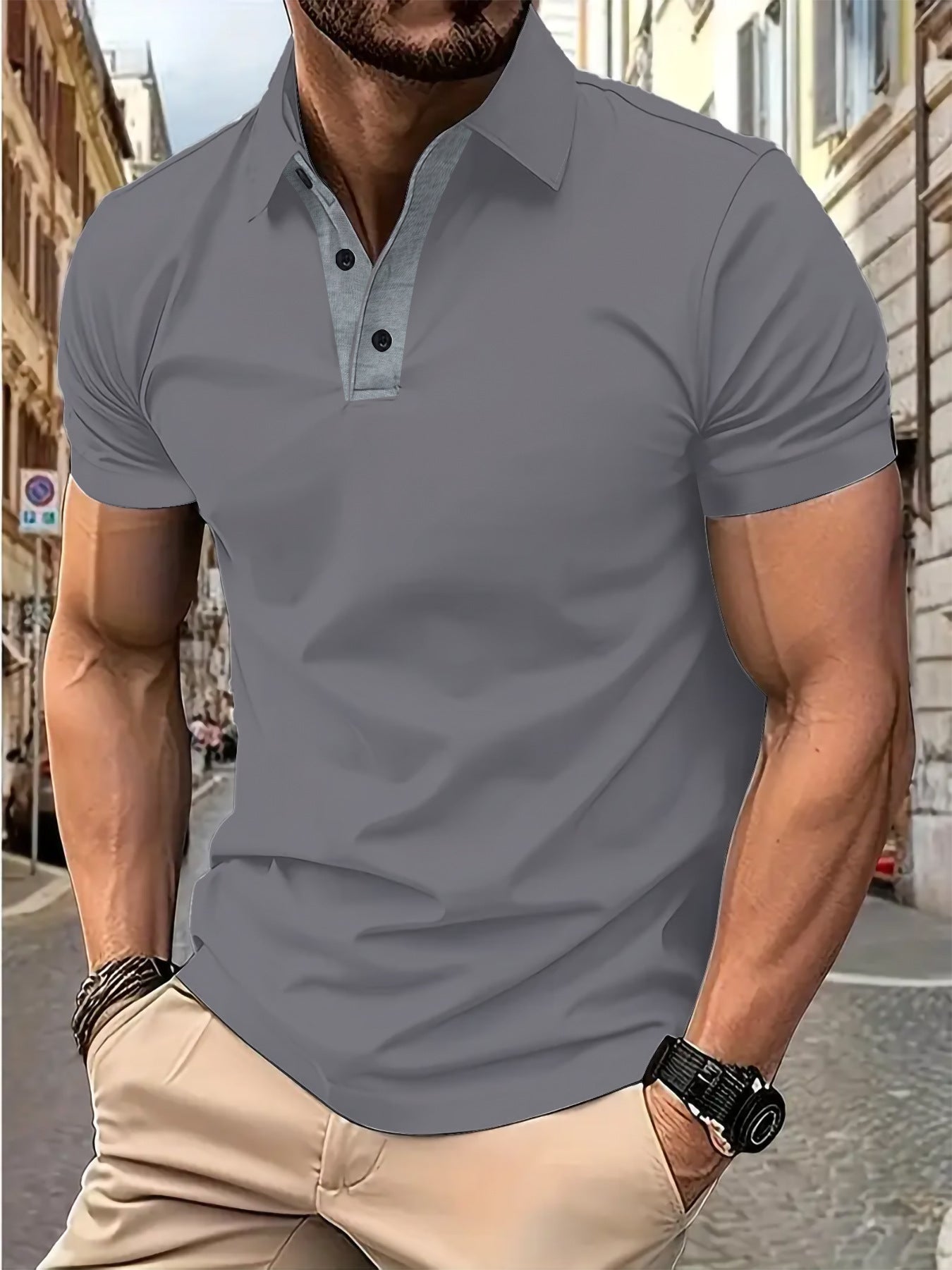 Herren Poloshirt Atmungsaktiv Modern mit Kragenakzent