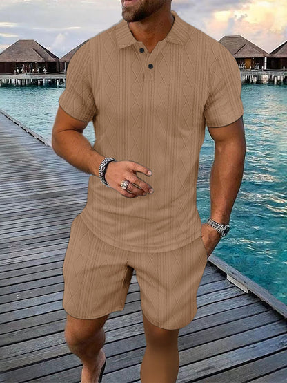 Herren Poloshirt Kurzarm mit Struktur Optik Sommer