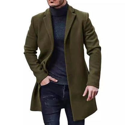 Herren Mantel Lang Klassisch Eleganter Freizeitmantel