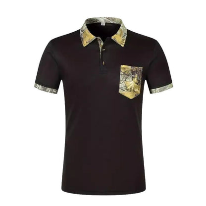 Herren Poloshirt Camouflage Kragen Modern Trendy