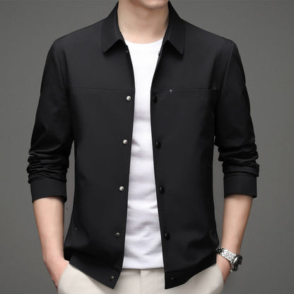 Herren Übergangsjacke Elegant mit Druckknopfverschluss Schwarz