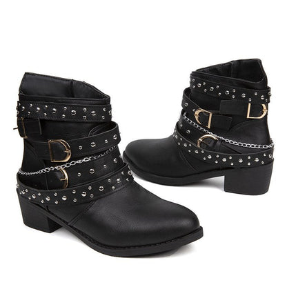 Damen Stiefeletten Chic Modisch Riemen Design