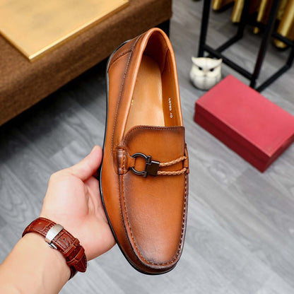 Herren Mokassins Leder Braun Elegant