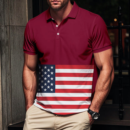 Herren Polohemd Amerikanische Flagge atmungsaktiv Style