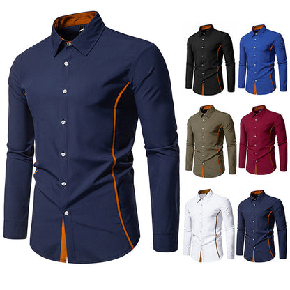 Herren Langarmhemd Elegantes Business Hemd Mit Kontrast