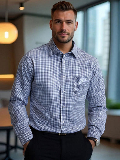 Herren Baumwollhemd Kariert Modern Berlin Style