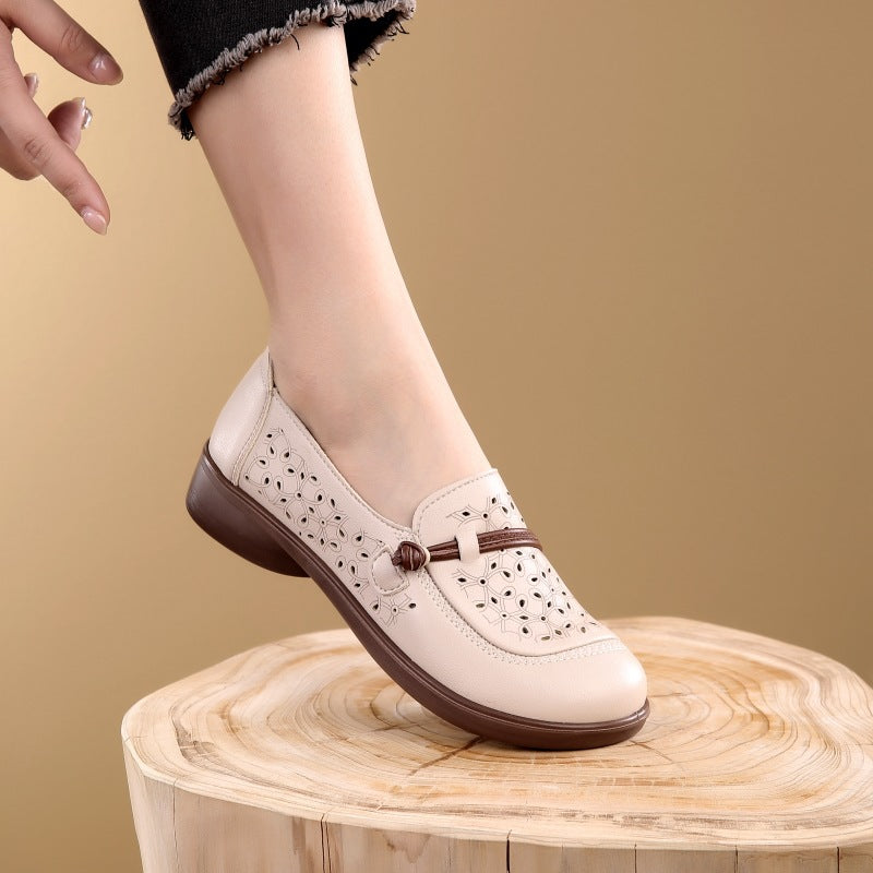Damen Ballerinas Bequem Perforiert Modisch