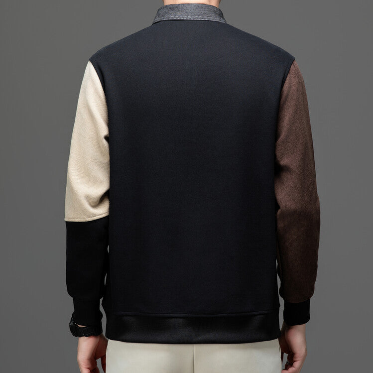 Herren Polo Langarm Modern mit Trendigem Muster