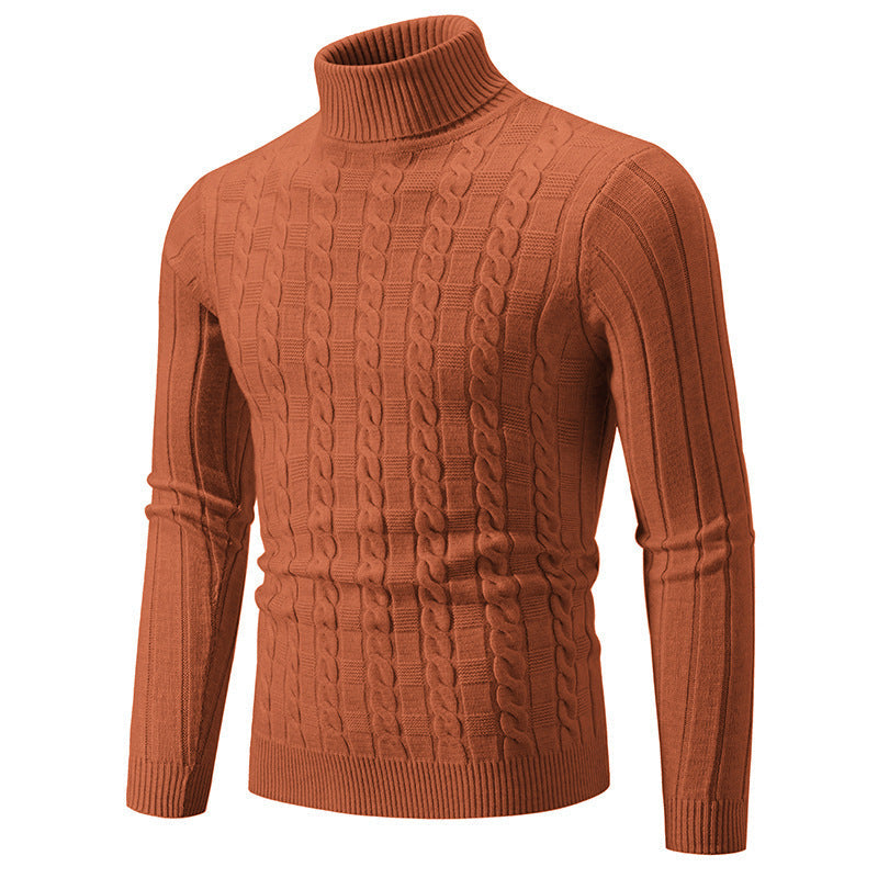 Herren Rollkragenpullover Strickt Zopfmuster Modern