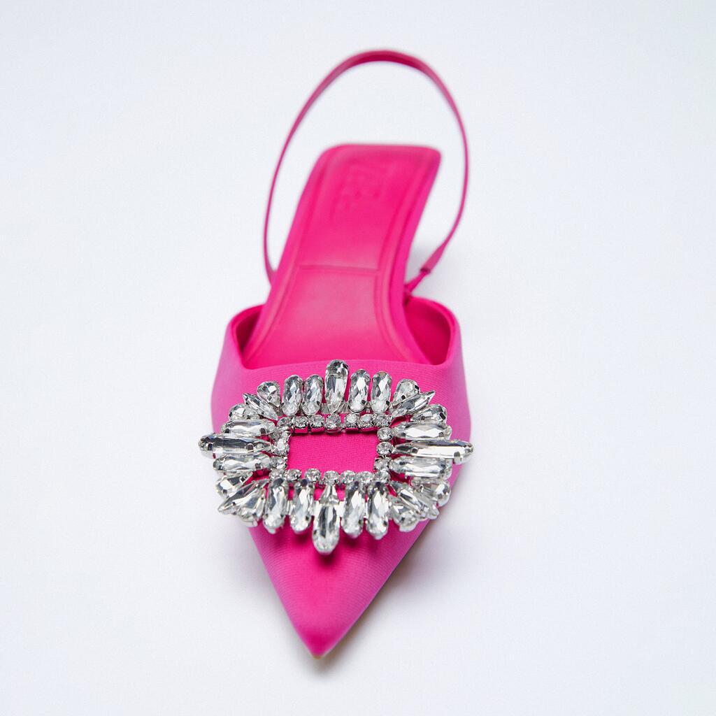 Damen Slingback Pumps mit Strass Schmuck Detail Elegante Damenpumps