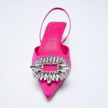 Damen Slingback Pumps mit Strass Schmuck Detail Elegante Damenpumps
