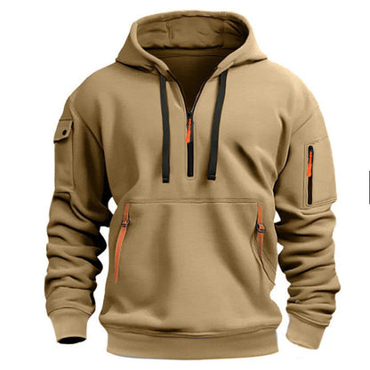 Herren Kapuzenpullover mit Reißverschlusstaschen Sportlich Modern