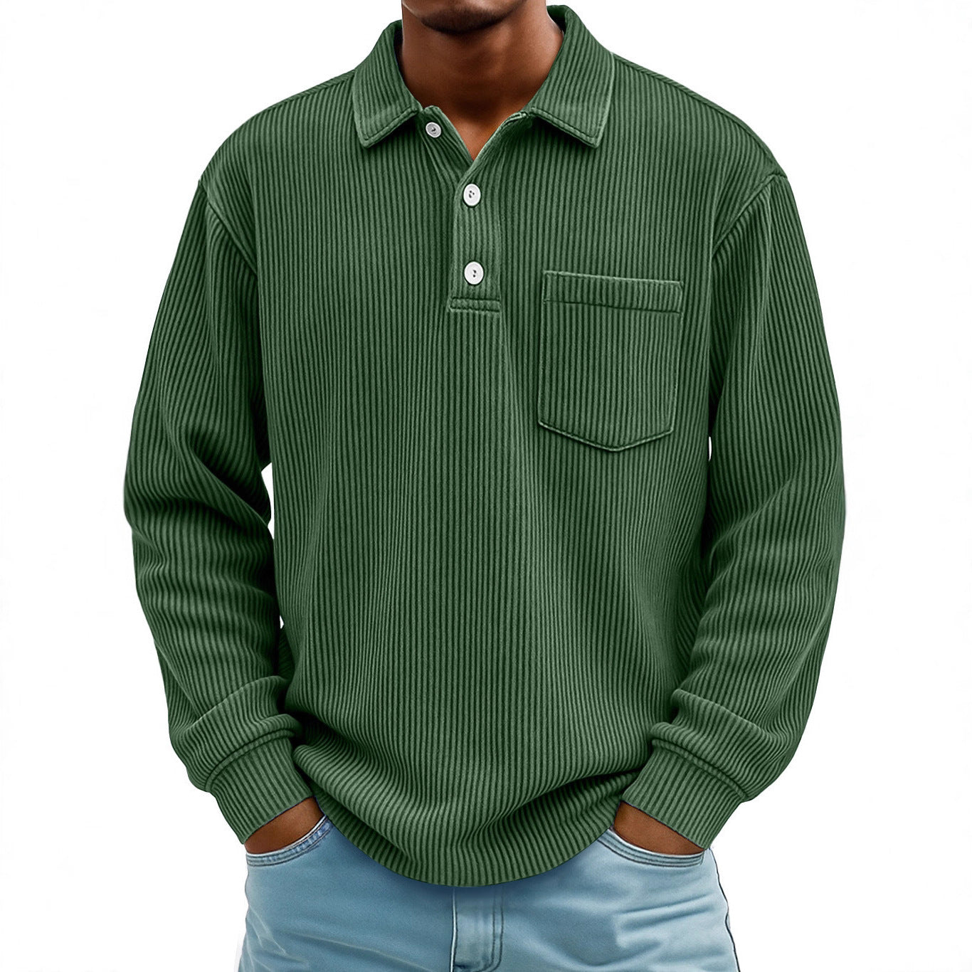 Herren Poloshirt Lässig Longsleeve Strukturiert Modern
