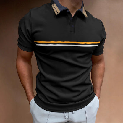 Herren Polohemd Kurzarm Streifen Elegant Modern