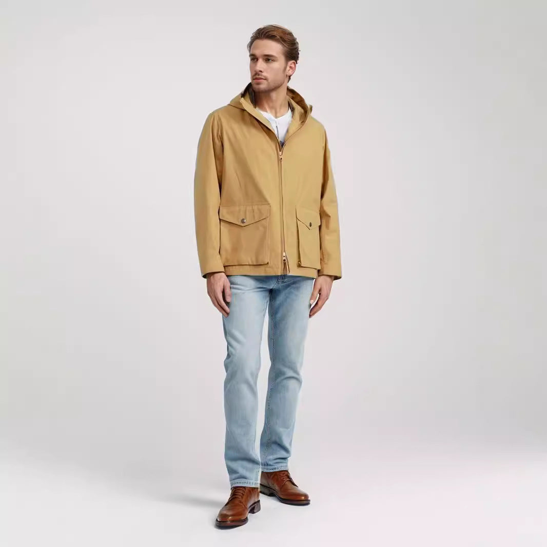 Herren Übergangsjacke Funktional mit Abnehmbarer Kapuze Modern - BerlinGlamour