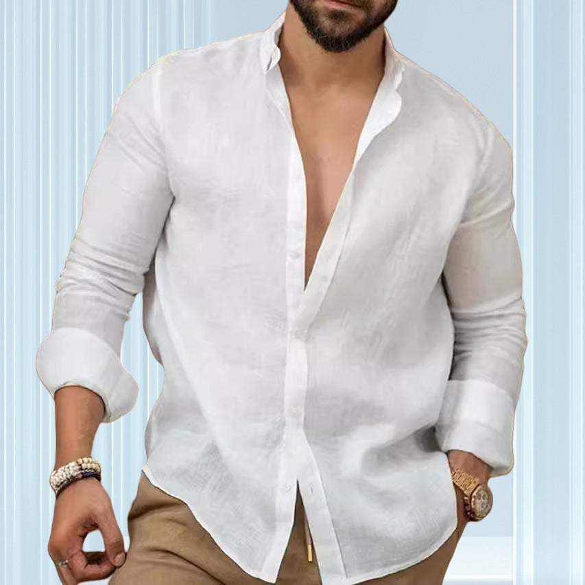 Herren Leinenhemd Lässig Sommerlich Elegant