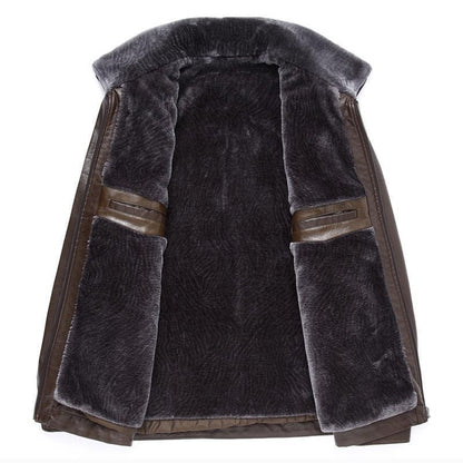 Lederjacke Herren Schwarzes Leder Bikerstil