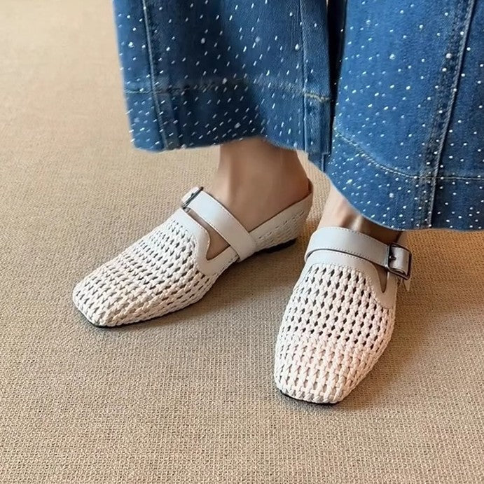 Damen Clogs Geflochten mit verstellbarem Riemen Modern