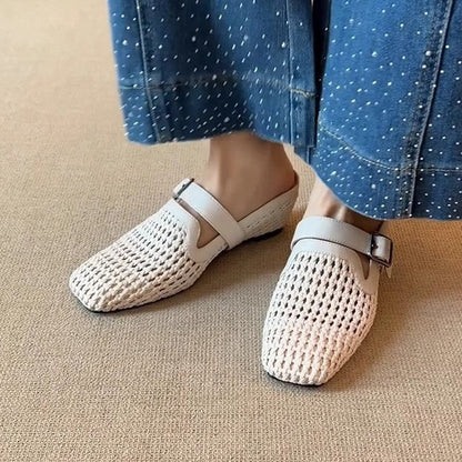 Damen Clogs Geflochten mit verstellbarem Riemen Modern