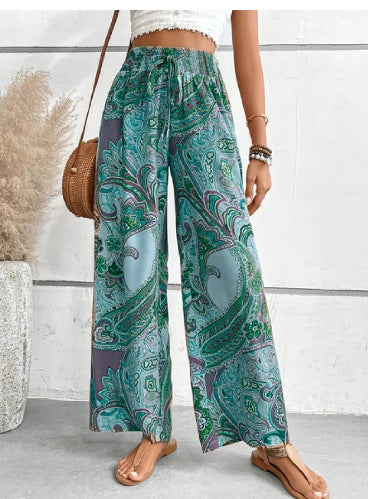 Damen Hose Pailletten Elastisch Mit Floralem Muster Glitzernd