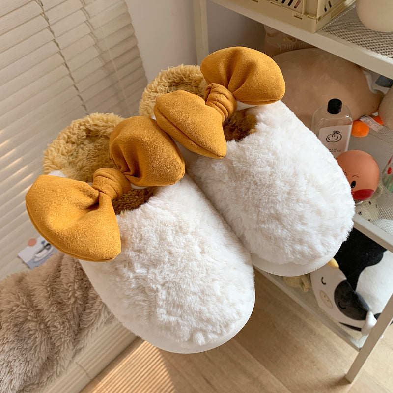 Damen Hausschuhe Flauschig Weich mit Schleife Warm