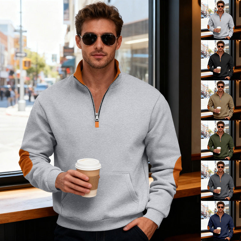 Sportlicher Herren Pullover Stehkragen Reißverschluss Modern - BerlinGlamour