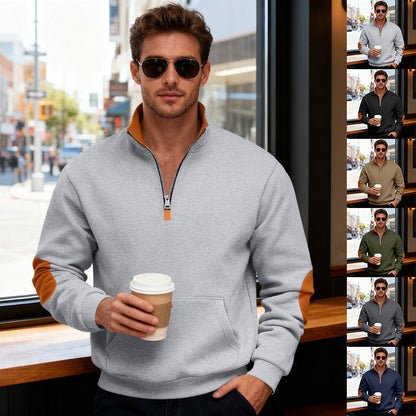 Sportlicher Herren Pullover Stehkragen Reißverschluss Modern - BerlinGlamour