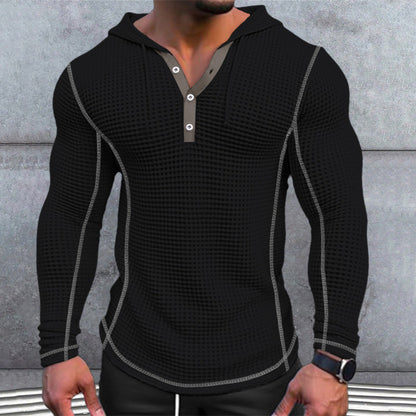 Herren Kapuzenshirt Modern mit Knöpfen und Struktur