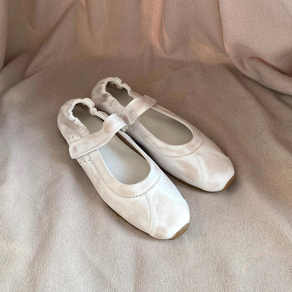 Damen Ballerinas Bequem Elastisch Schnürsenkel