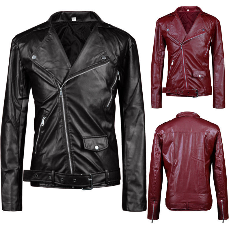 Lederjacke Herren Weich Ledermantel Asymmetrisch - BerlinGlamour