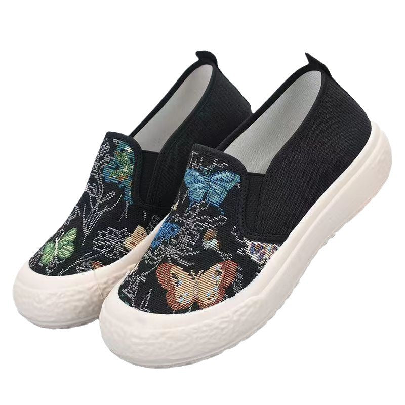 Bunte Damen Slip-On Schuhe Schmetterlingsmuster