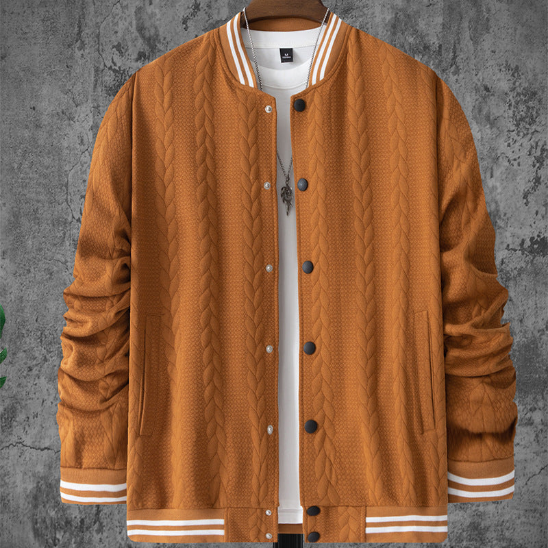 Herren Bomberjacke Sportlich Strickmuster Modern